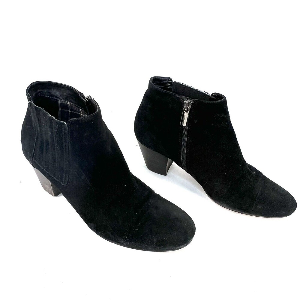Aquatalia By Marvin K Boots Womens 9.5 Casual Zip Ankle Bootie Black Suede Heels - Picture 5 of 12